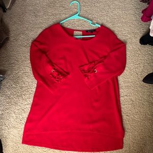 Relativity Blouse/Shirt. Size Small. Color Red. Three-Forth sleeve length